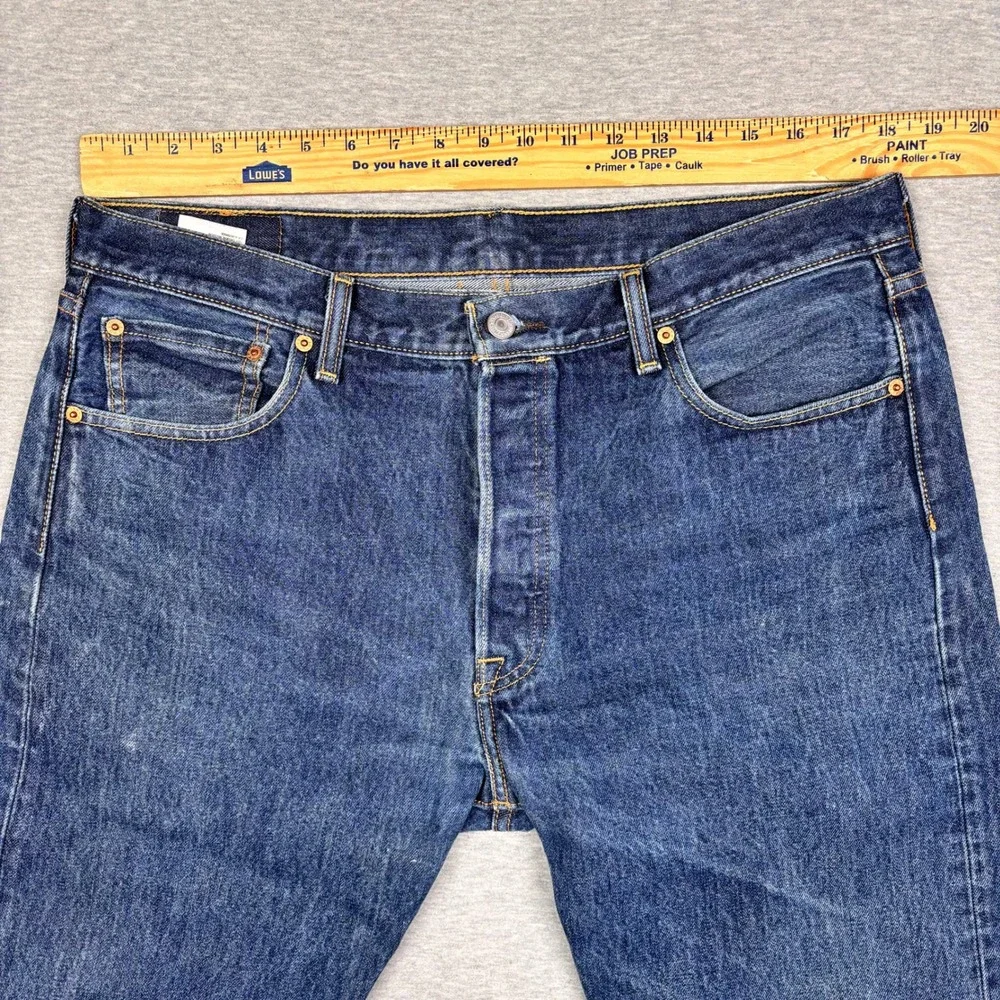 Levis‎ 501 Original Fit Mens Blue Denim Straight Leg Button Fly Jeans 36x34